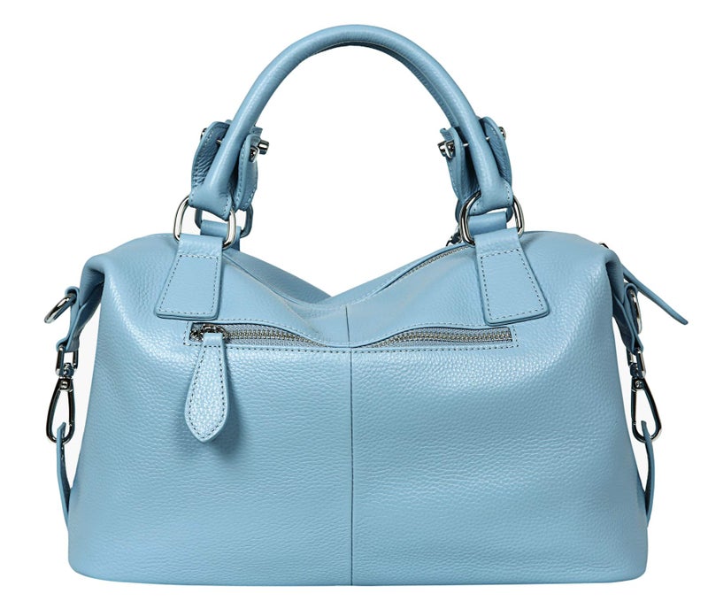 HESHE Womens Genuine Leather Handbags Purse Crossbody Satchel Tote Bags Ladies Real Leather Bags (Light Blue) - Image 3